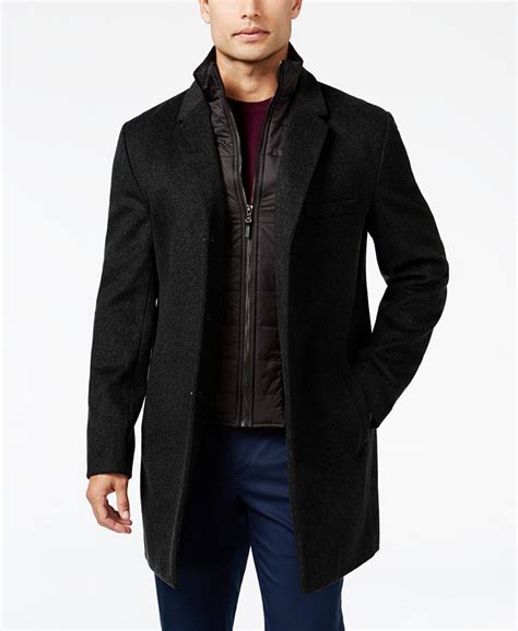 michael michael kors men's water-resistant overcoat with zip-out liner|michael kors waterproof coat.